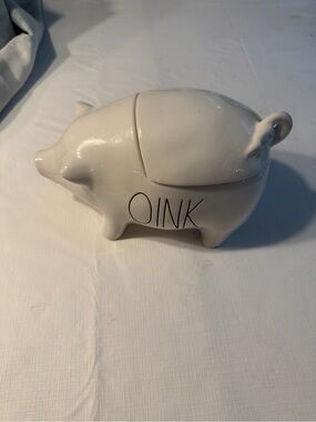 RARE Rae Dunn Ceramic Pig Cookie Jar - "OINK"